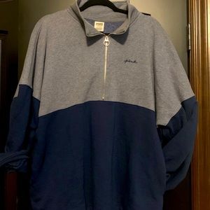 L PINK VICTORIA’S SECRET HALF ZIP VARSITY pullover sweatshirt